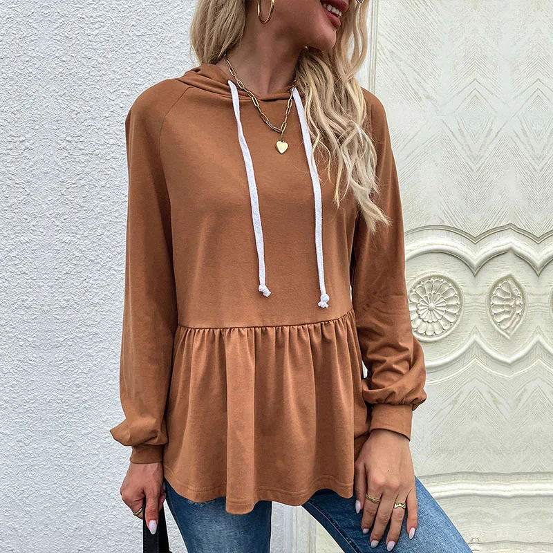 Women's Autumn Skirt Pleated Hooded Sweater Women's Casual Fashion Solid Color Long Sleeved Street Top Pullover Hot 2023
Women's Autumn Skirt Pleated Hooded Sweater Women's Casual Fashion Solid Color Long Sleeved Street Top Pullover Hot 2023
