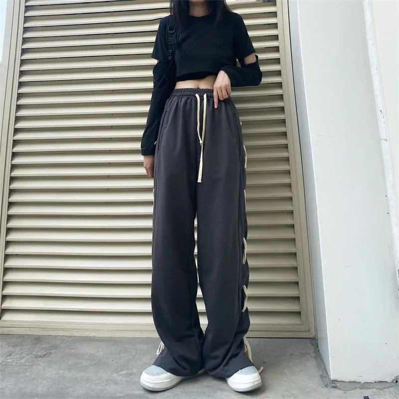 Zoki Gothic Streetwear Women Jogging Sweatpants Harajuku Hip Hop High Waist Lace Up Loose Oversized Straight Wide Leg Trousers
Zoki Gothic Streetwear Women Jogging Sweatpants Harajuku Hip Hop High Waist Lace Up Loose Oversized Straight Wide Leg Trousers