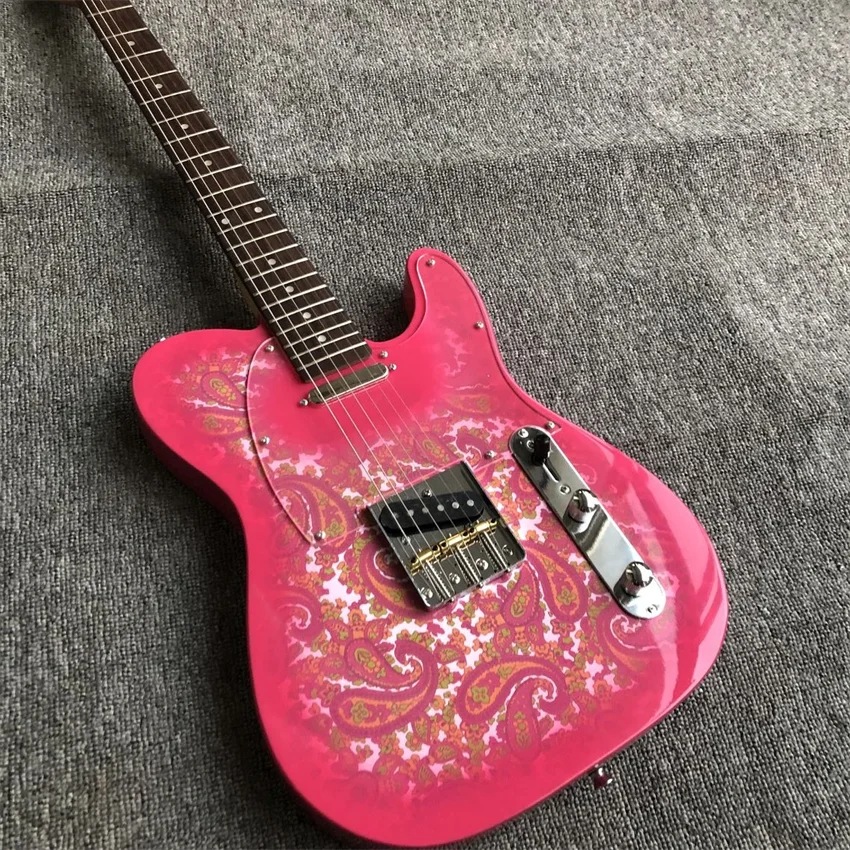 Новый товар, электрическая гитара с узором пейсли. Розовый, бычья кожа, реальные фотографии, оптовая и розничная продажа с фабрики, бесплатная доставка 
Новый товар, электрическая гитара с узором пейсли. Розовый, бычья кожа, реальные фотографии, оптовая и розничная продажа с фабрики, бесплатная доставка