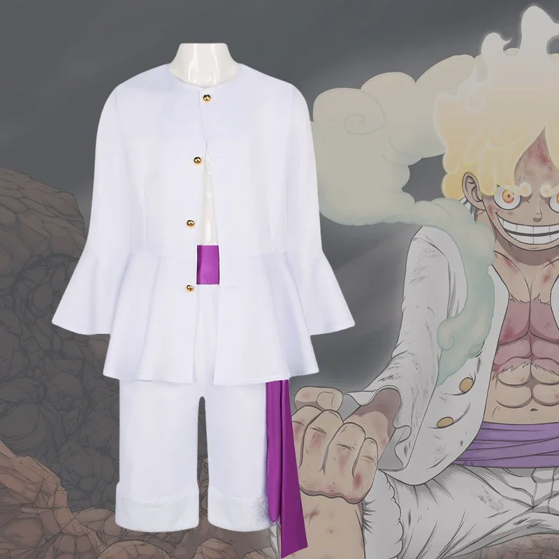 Japanese Anime Cosplay Costume Monkey D Luffy Sun God Nika Gear 5 Uniform White Suit Halloween Party Performance Wear Men Boy
Japanese Anime Cosplay Costume Monkey D Luffy Sun God Nika Gear 5 Uniform White Suit Halloween Party Performance Wear Men Boy