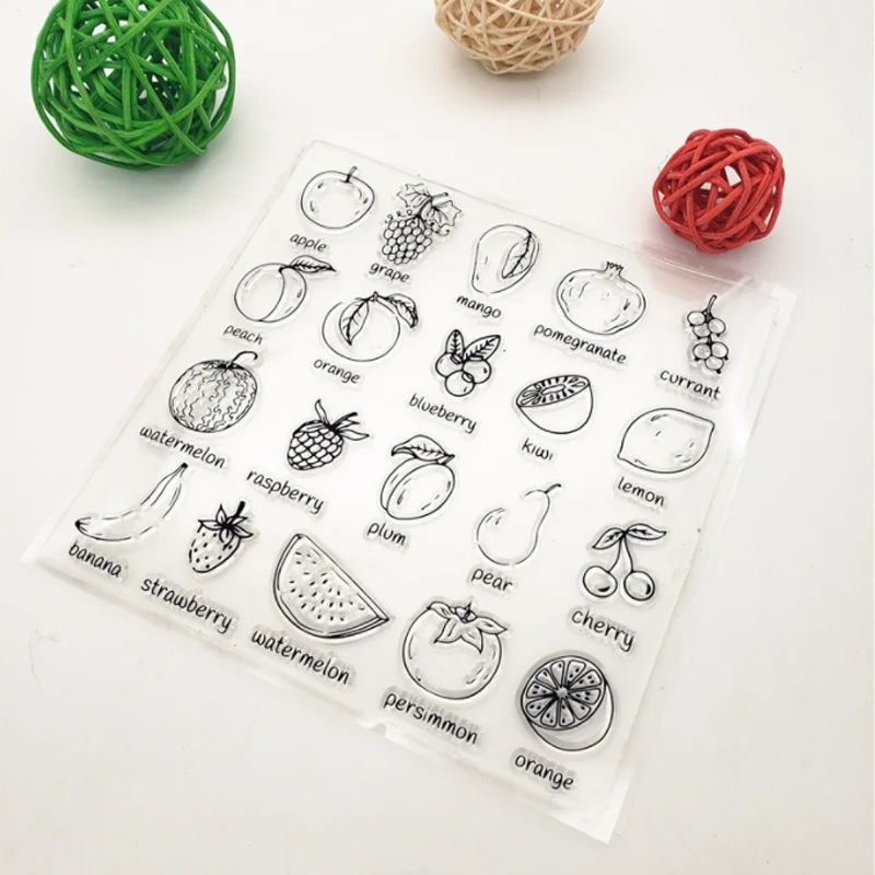 

Fruit Transparent Silicone Finished Stamp Journal DIY Scrapbook Rubber Coloring Embossed Diary Stencils Decor Reusable 14*14cm