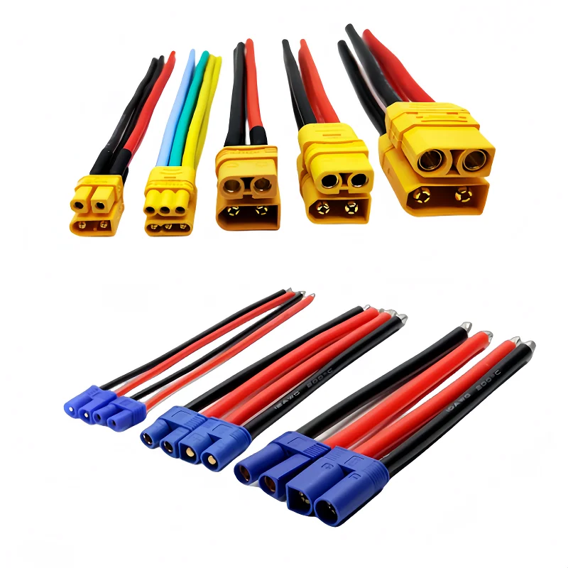 

2pcs/lot 10cm RC vehicle and ship model battery ESC connection cable XT30 XT60 XT90 T EC2 EC3 EC5 EC8 male/female plug