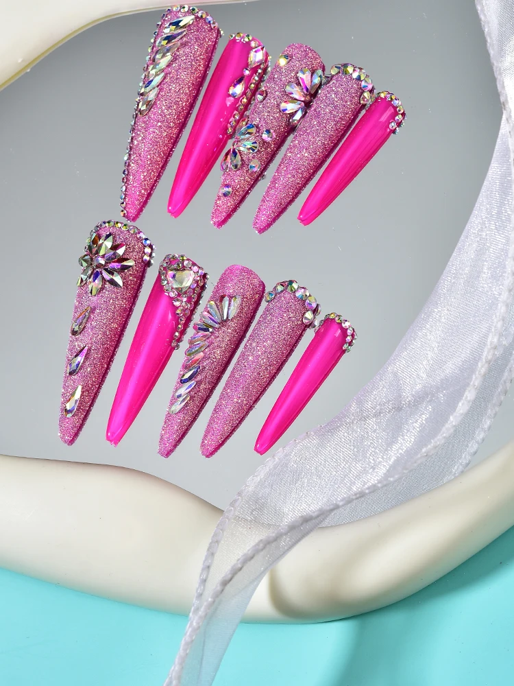 Handmade False Nails10 Pcs Press on Nails Almond Rose Red Sparkling Design French Ballet Nails Rhinestones for Nails Rhinestones
Handmade False Nails10 Pcs Press on Nails Almond Rose Red Sparkling Design French Ballet Nails Rhinestones for Nails Rhinestones