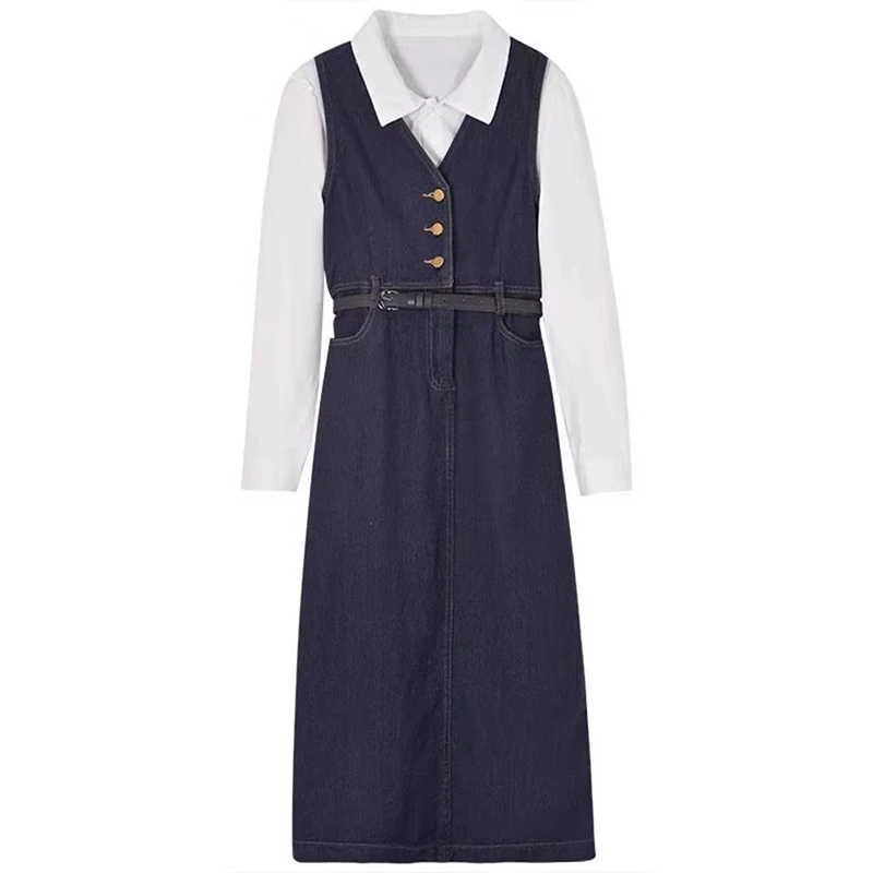 Autumn Fashion Demin Dress Two Piece Set Elegant Blouse Tops with High Waist Long Dresses Casual Streetwear Y2K Suit for Womem
Autumn Fashion Demin Dress Two Piece Set Elegant Blouse Tops with High Waist Long Dresses Casual Streetwear Y2K Suit for Womem