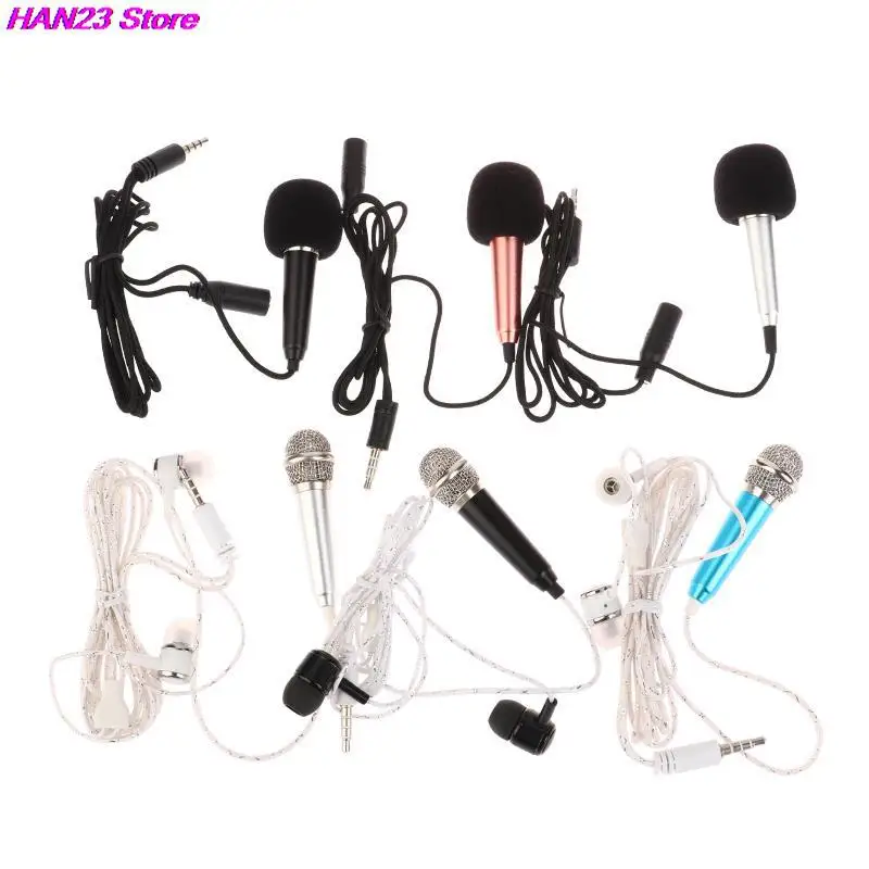 

1PC Mini Microphone 3.5mm Portable Karaoke Mic All-in-one Earphone Stereo Wired Headphone In-Ear Headset Singing Artifact