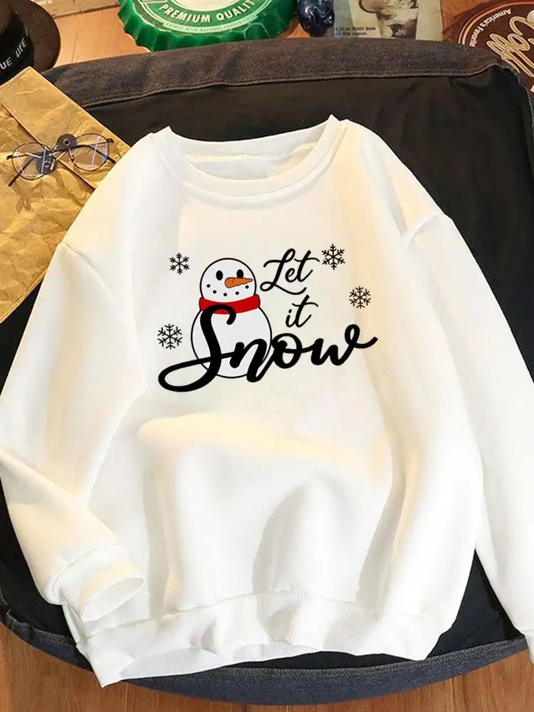 

Snowman Cartoon 90s Women Fleece Clothing New Year Fashion Christmas Spring Winter Pullovers Print Female Graphic Sweatshirts