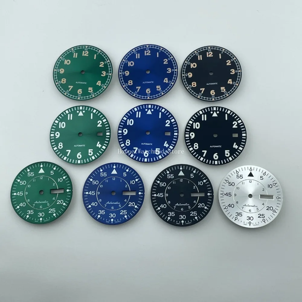 

Watch accessory pilot 33.5mm dial with sun pattern surface green glow suitable for NH35/36/4R movement