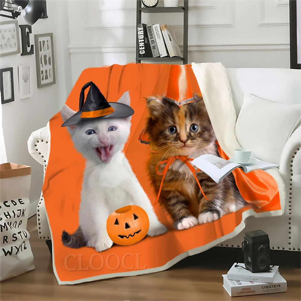 CLOOCL Blankets for Bed Fashion Home Decoration Cute Two Cute Cats Graphic Printing Plush Blanket Trick or Treat Throw Quilts
CLOOCL Blankets for Bed Fashion Home Decoration Cute Two Cute Cats Graphic Printing Plush Blanket Trick or Treat Throw Quilts