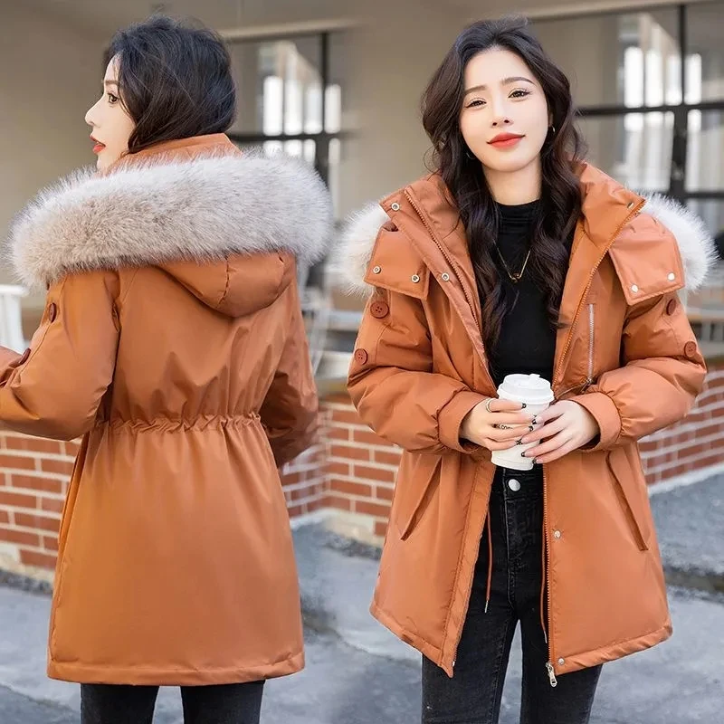 

2024 New Winter Jacket Women Winter Thicken Warm Fur Lining Parkas Female down Cotton Padded Fur Parka Coat Female Outerwear