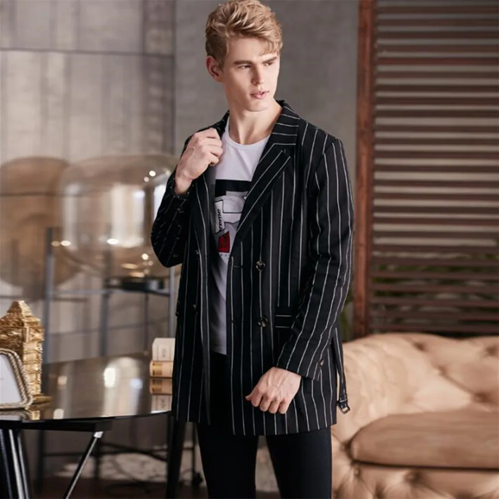 New Arrival Double Breasted Suits Men Stripe Blazer Masculino Slim Fit Casaco Jaqueta Masculina Middle Length Man Jacket Only
New Arrival Double Breasted Suits Men Stripe Blazer Masculino Slim Fit Casaco Jaqueta Masculina Middle Length Man Jacket Only