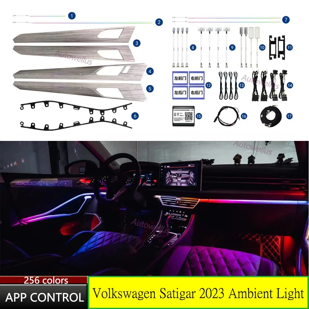 Custom Ambient Light For Volkswagen Satigar 2023 High Quality Car Instrument Panel Door Panel Symphony Colorful LED Lighting
Custom Ambient Light For Volkswagen Satigar 2023 High Quality Car Instrument Panel Door Panel Symphony Colorful LED Lighting