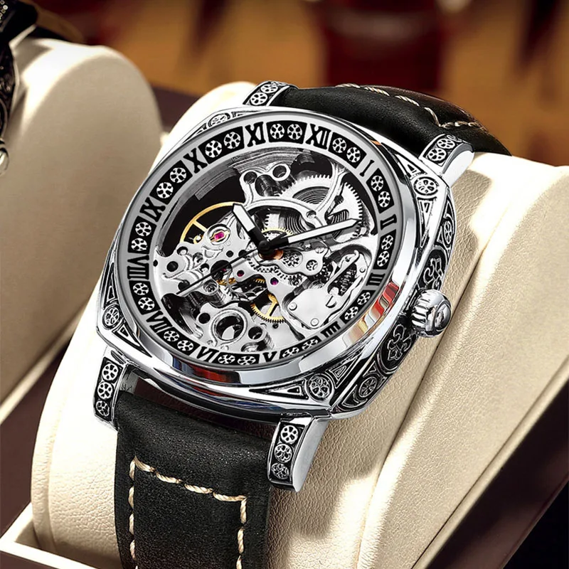 BINBOND New Men's Mechanical Watch Carved Pattern Nightlight Waterproof Clock Fashion Sports Automatic Movement Gift Wristwatch
BINBOND New Men's Mechanical Watch Carved Pattern Nightlight Waterproof Clock Fashion Sports Automatic Movement Gift Wristwatch