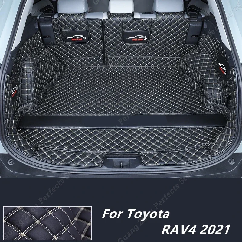 

Custom Trunk Mat For Toyota RAV4 2021 Durable Waterproof Leather Fission Cargo Liner Boot Carpets Full Surrounded Trunk Mats