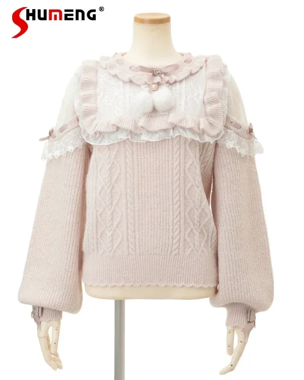 Japanese Style Sweet Bow Sweater for Women 2023 Autumn and Winter Cute Mine Mass-Produced Lace Fur Ball Replaceable Bow Sweaters
Japanese Style Sweet Bow Sweater for Women 2023 Autumn and Winter Cute Mine Mass-Produced Lace Fur Ball Replaceable Bow Sweaters