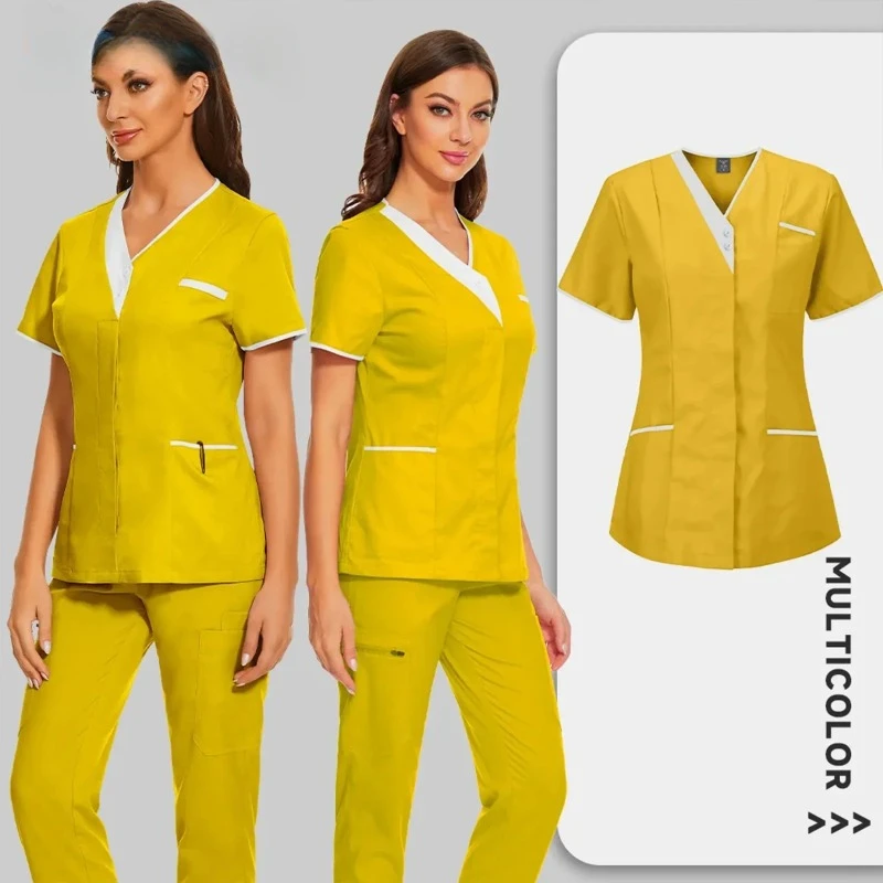 Nursing Scrubs Uniform Women Medical Tops Short Sleeve Surgical Uniform Pet Shop Beauty Salon Work Uniform Blouse Costume Shirts 
Nursing Scrubs Uniform Women Medical Tops Short Sleeve Surgical Uniform Pet Shop Beauty Salon Work Uniform Blouse Costume Shirts