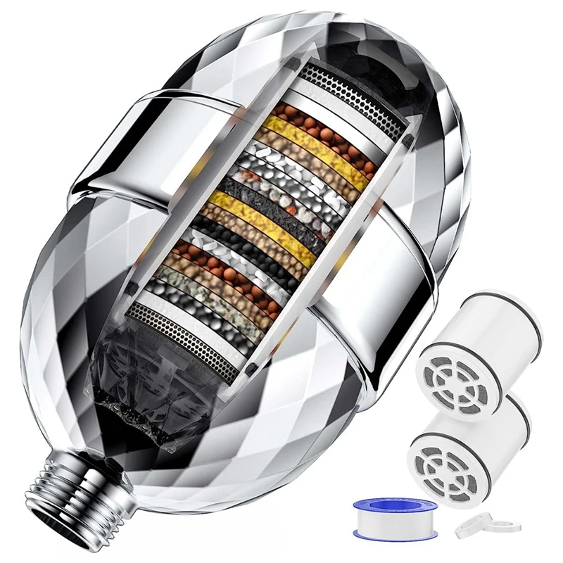 20-ступенчатый фильтр для душа с заменяемыми картриджами для удаления воды и хлора
20-ступенчатый фильтр для душа с заменяемыми картриджами для удаления воды и хлора