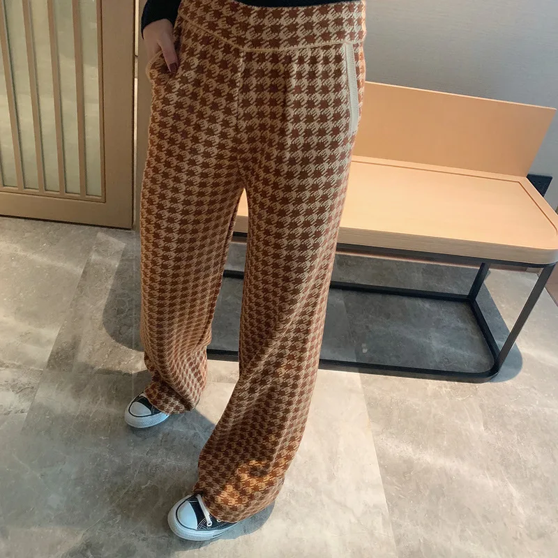 Houndstooth Plaid Wool Pants Women's New High Waist Loose Slim Retro Plaid Straight Wide-leg Pants In Early Spring of 2023
Houndstooth Plaid Wool Pants Women's New High Waist Loose Slim Retro Plaid Straight Wide-leg Pants In Early Spring of 2023