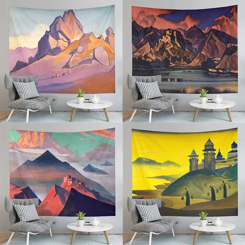 

Painting Tapestry Sunset Landscape Living Room Bedroom Dormitory Wall Hanging Can Be Customized