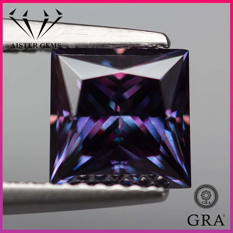 

Royal Purple Moissanite Stones Princess Shape VVS1 1.0-5.0ct Moissanita Lab Diamonds Loose Gemstones Pass Tester with GRA Report