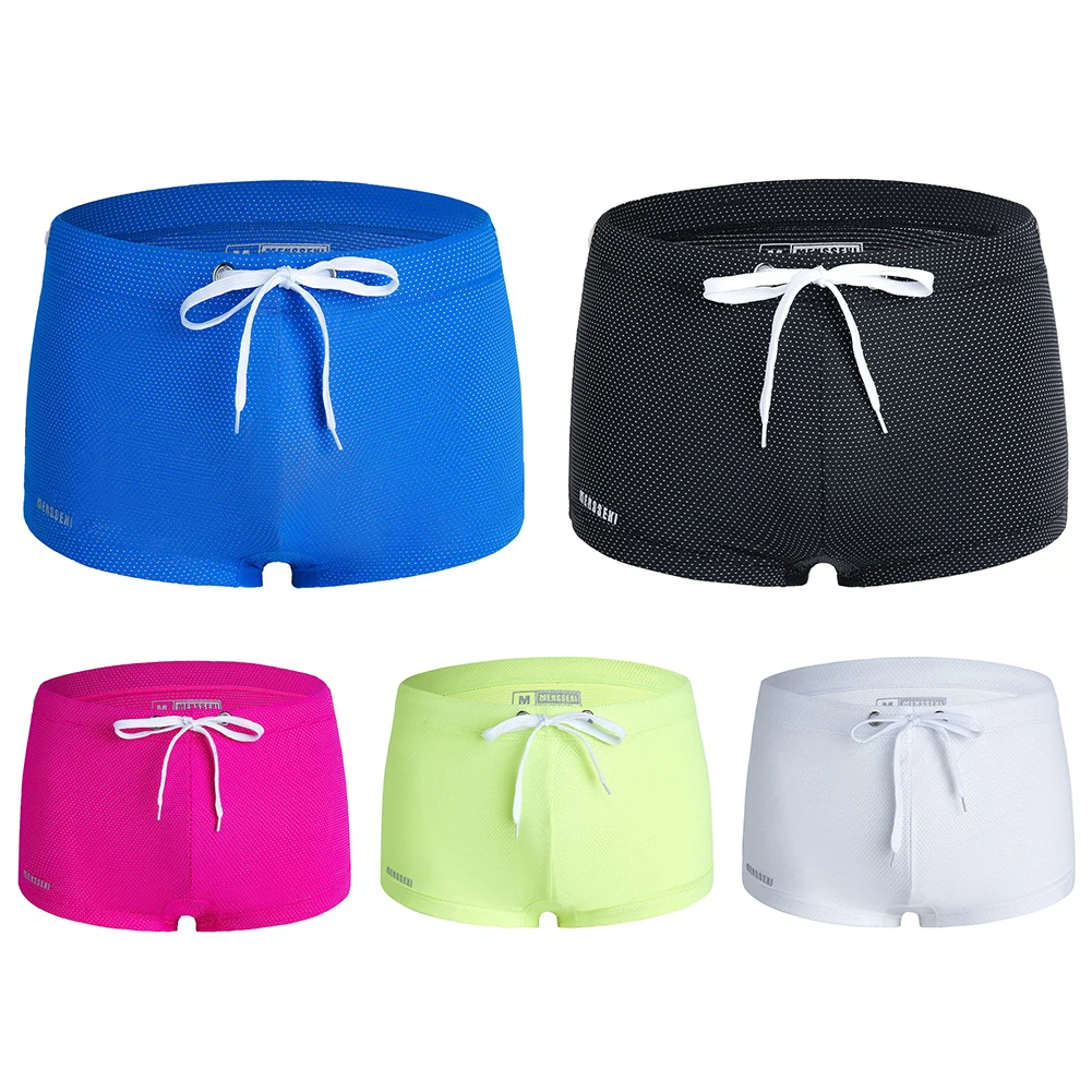 

1pcs Swimsuit Boxer Briefs Nylon+Spandex Men's Stretch Breathable Swim Shorts Quick Dry Sswimming Trunks 4 Colors