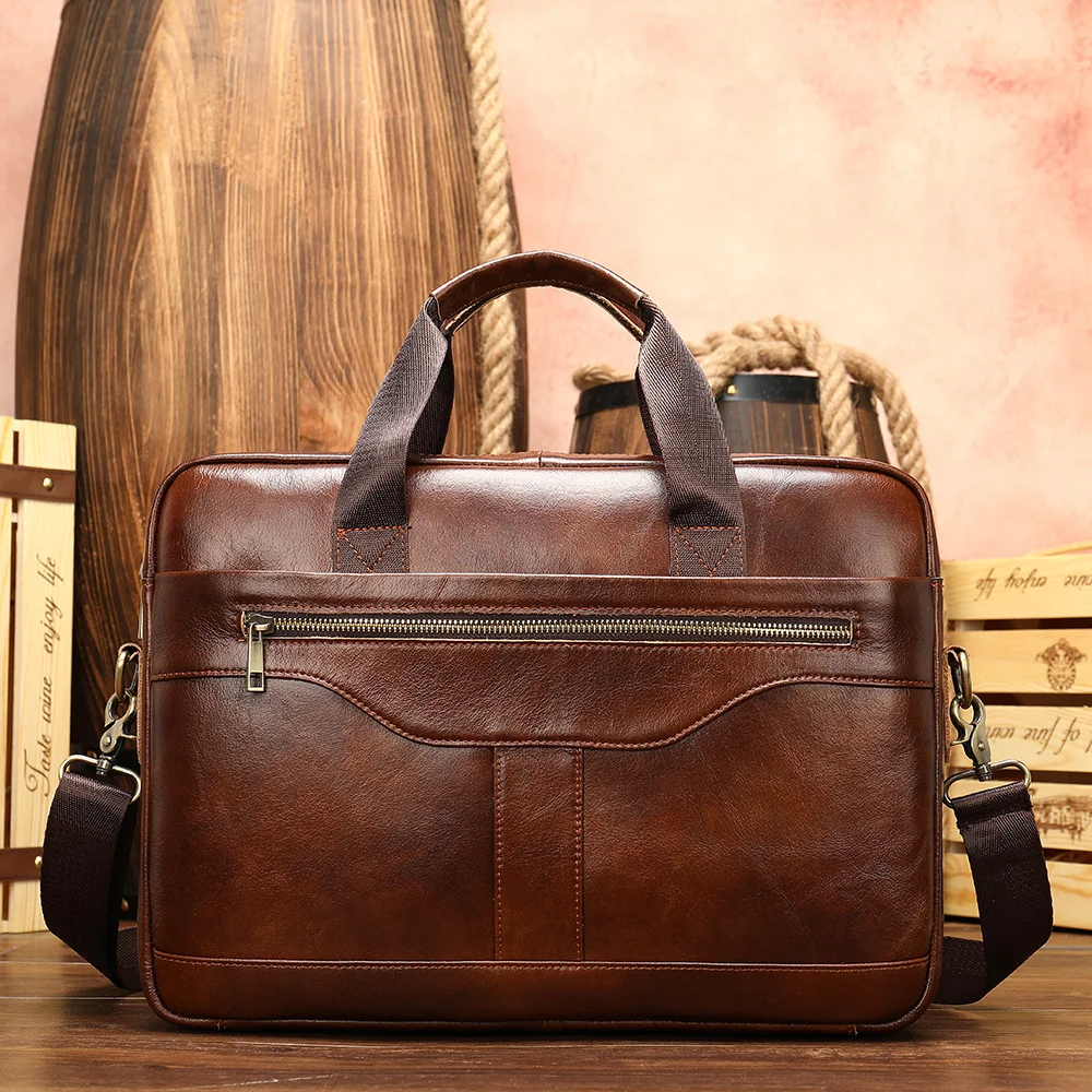 

Men Briefcase Bag Luxury Designer 's Leather Vintage Style Commute Business s 15.6" Laptop Messenger