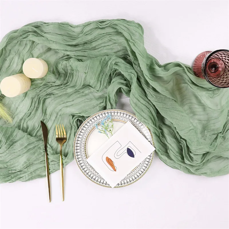 Sage Gauze Table Runner Wedding Semi-Sheer Vintage Cheesecloth Table Setting Dining Party Christmas Banquets Arches Cake Decor
Sage Gauze Table Runner Wedding Semi-Sheer Vintage Cheesecloth Table Setting Dining Party Christmas Banquets Arches Cake Decor