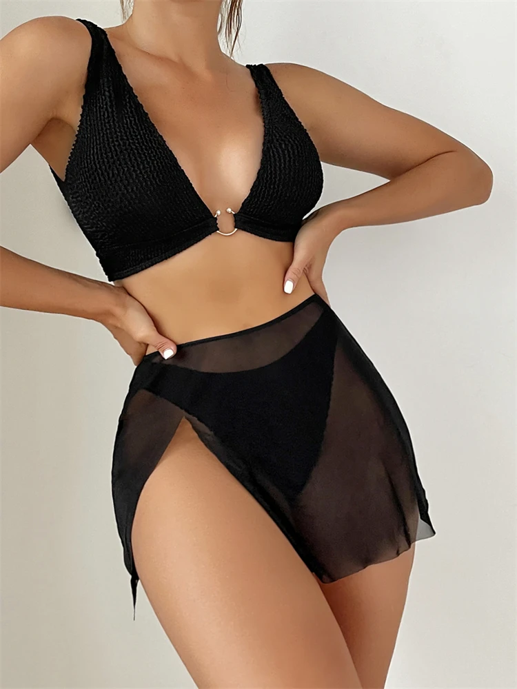 Bikini Women Swimsuit 2024 New Black Sling V Neck Ribbed Bikinis Set Thong Swimwear Summer Three Piece Beach Bathing Suit Female
Bikini Women Swimsuit 2024 New Black Sling V Neck Ribbed Bikinis Set Thong Swimwear Summer Three Piece Beach Bathing Suit Female