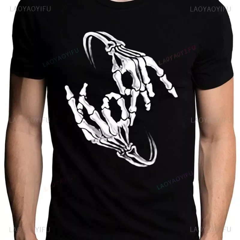 

New Summer Casual Men Printed T-shirt Korband Skeleton Sign Bone Logo Men's High Quality Cotton T-shirt Gothic Streetwear