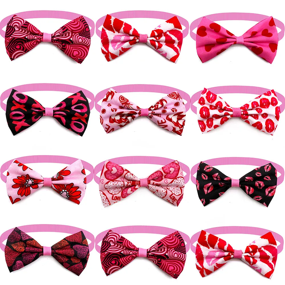 

50/100pcs New Pet Bowtie Small Dog Neckties Cat Puppy Valentine's Day Party Decorations Bowties Adjustable Dog Collar Grooming