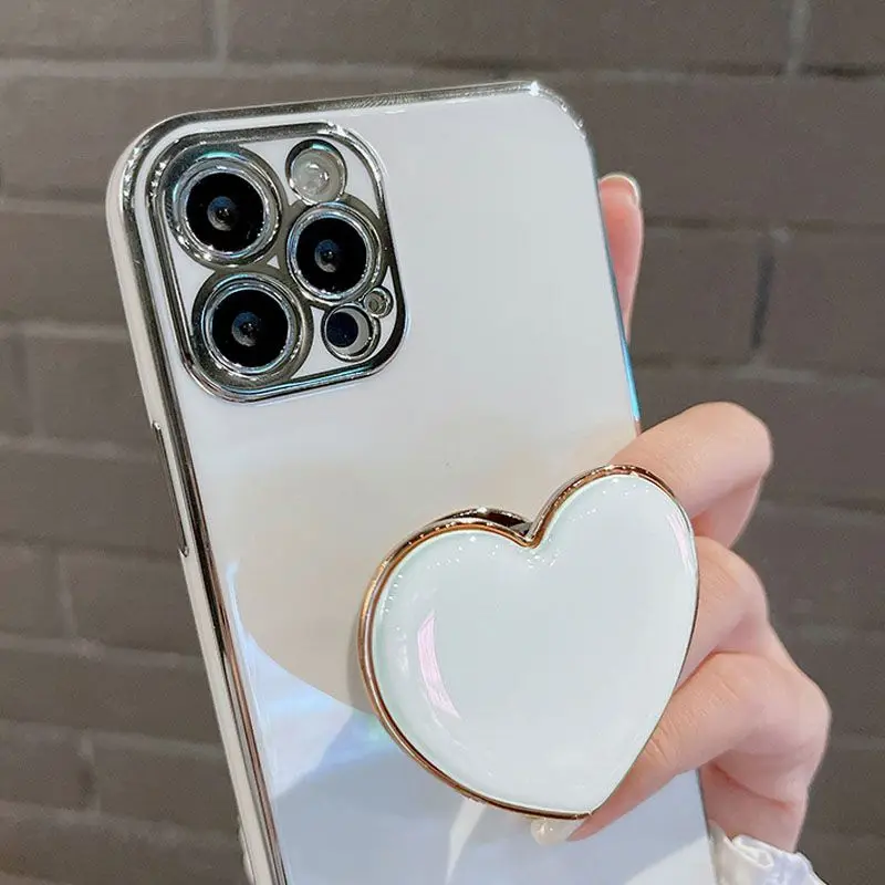 Luxury Love Heart Plating Silicone Case for iPhone