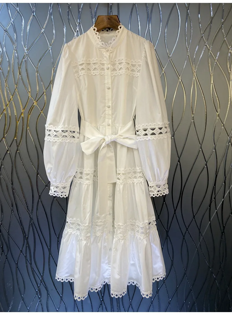 Top Quality Cotton Dress 2022 Autumn Winter Style Women Hollow Out Embroidery Bow Belt Deco Long Sleeve White Yellow Dress XL
Top Quality Cotton Dress 2022 Autumn Winter Style Women Hollow Out Embroidery Bow Belt Deco Long Sleeve White Yellow Dress XL