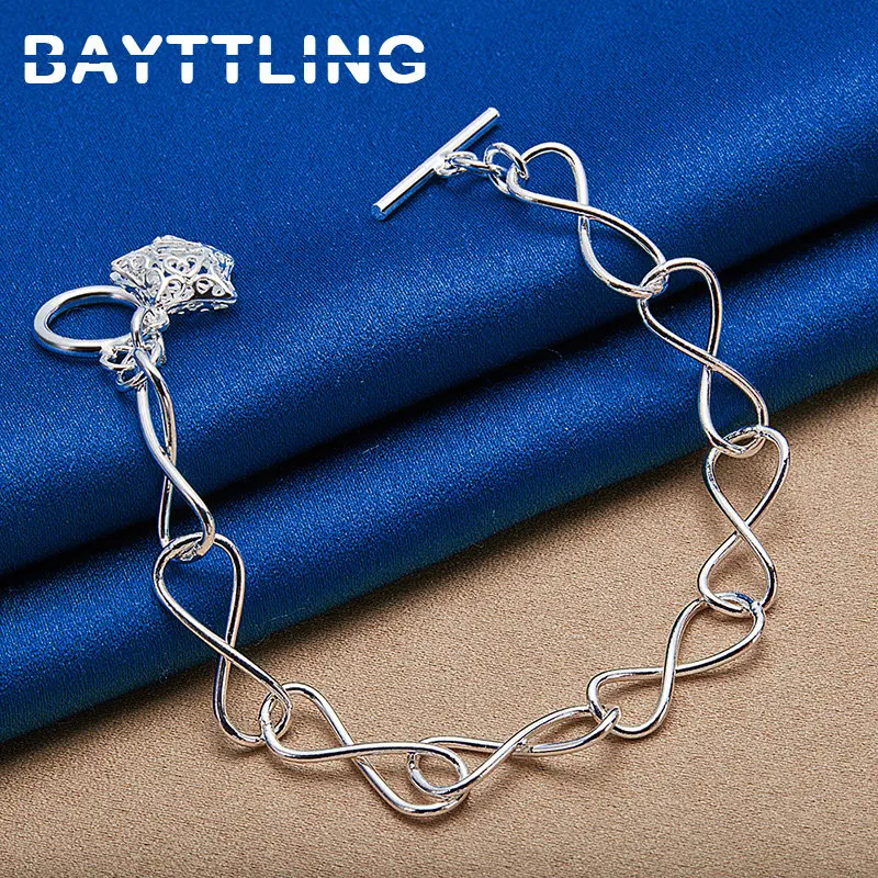 

8 Inches 925 Sterling Silver Exquisite Openwork Star Bracelet Women For Fashion Charm Engagement Party Accessories Party Jewelry