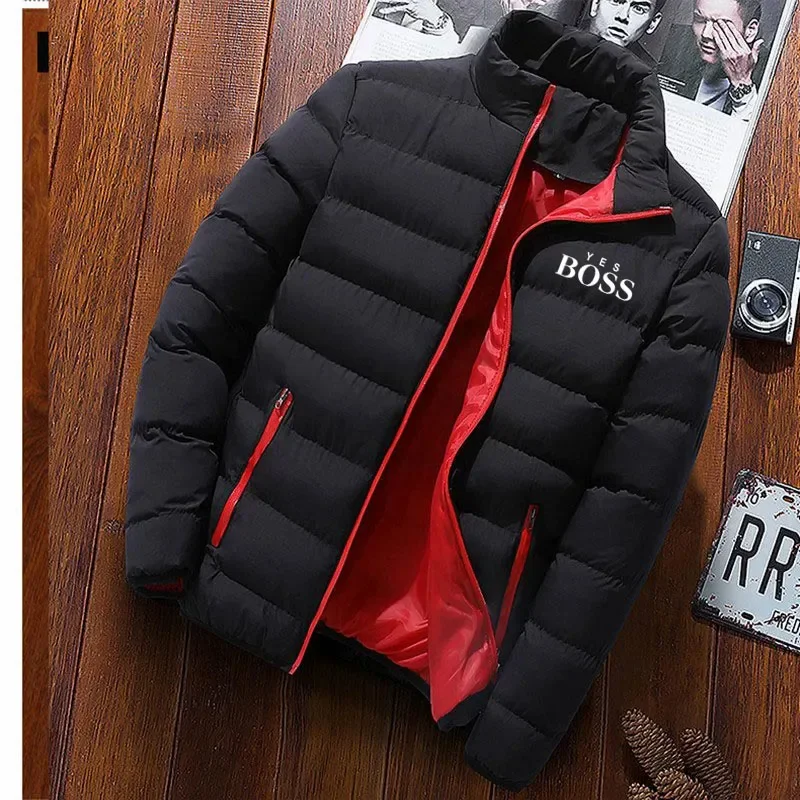 

Thick Men New Warm Parka Jackets Winter Casual Men's Outwear Coats Solid Stand Collar Male Windbreak Cotton Padded Down Jacket