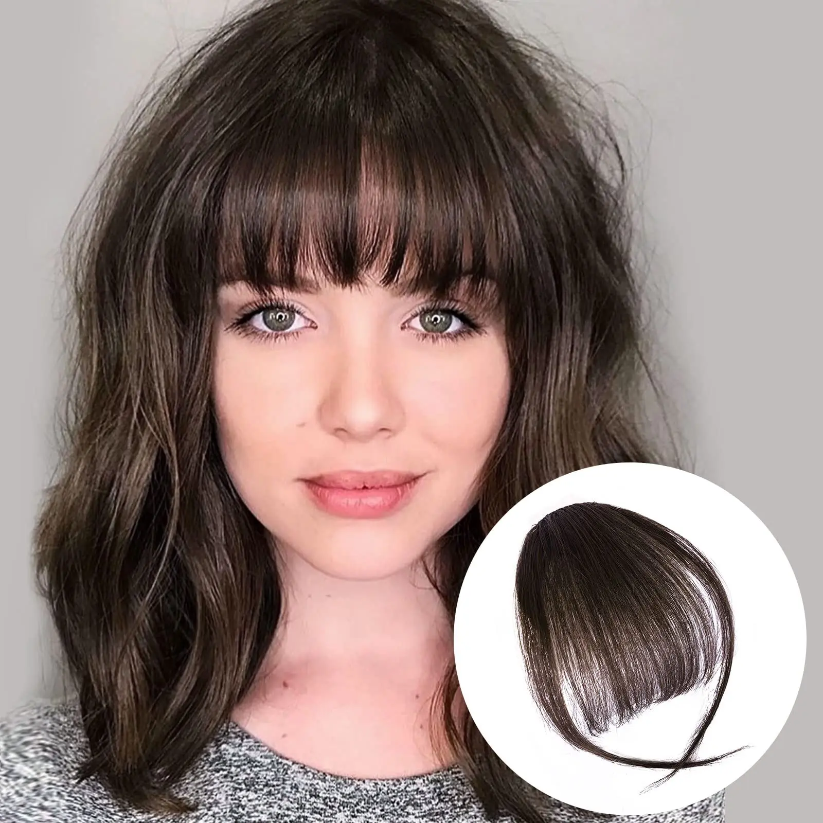 

BOGSEA Bangs Hair Clip in Bangs Human Hair Wispy Bangs Fringe with Temples Hairpieces for Women Clip on Air Bangs Flat Neat Bang