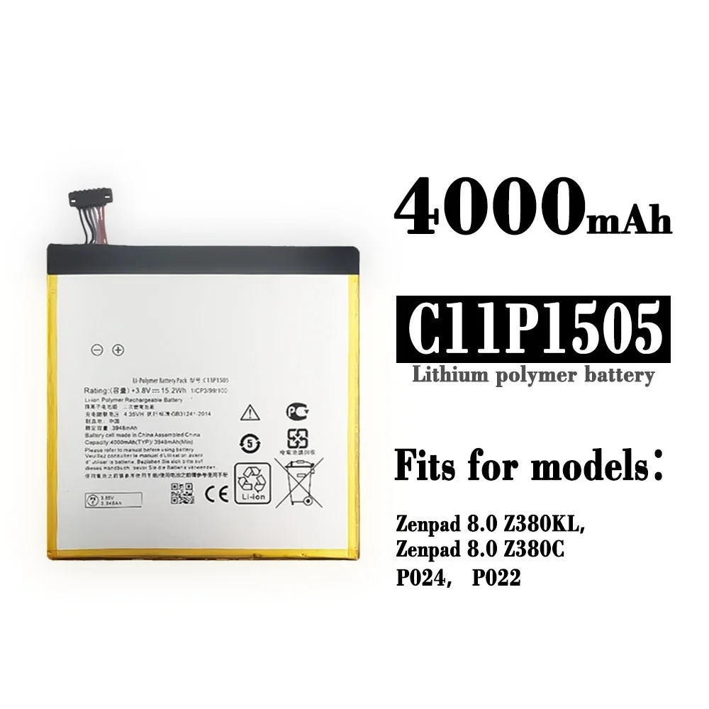 C11P1505 Tablet PC Battery For ASUS ZenPad 8.0 Z380KL Z380C Z380CX P022 P024 4000mAh
C11P1505 Tablet PC Battery For ASUS ZenPad 8.0 Z380KL Z380C Z380CX P022 P024 4000mAh