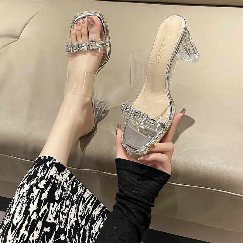 Summer New Narrow Band Women Slipper Fashion Square Toe Slip On Ladies Slides Thick High Heel Dress Party Sandal Pumps
Summer New Narrow Band Women Slipper Fashion Square Toe Slip On Ladies Slides Thick High Heel Dress Party Sandal Pumps