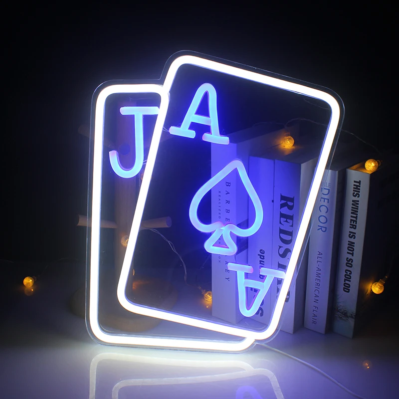 Poker Blue White Neon Light Sign LED Spade A Shaped Lamps USB Hanging Night Lighting Switch Shop Bar Card Chess Wall Room Decor 
Poker Blue White Neon Light Sign LED Spade A Shaped Lamps USB Hanging Night Lighting Switch Shop Bar Card Chess Wall Room Decor