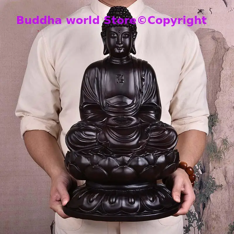 

Southeast Asia Efficacious protection worship Ebony wood carving Sakyamuni Buddha HOME Shop shrine altar FENG SHUI statue 40CM