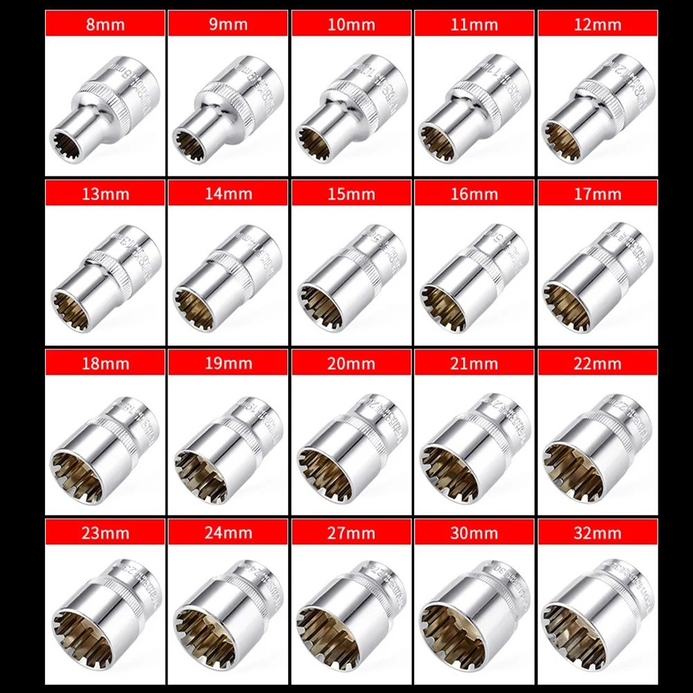 1/2 Inch Drive 12 Teeth Short Socket Wrench Head Torx Bit Ratchet Spanner Adapter Socket Wrench Nut Removal Hand Tools 8-32mm
1/2 Inch Drive 12 Teeth Short Socket Wrench Head Torx Bit Ratchet Spanner Adapter Socket Wrench Nut Removal Hand Tools 8-32mm