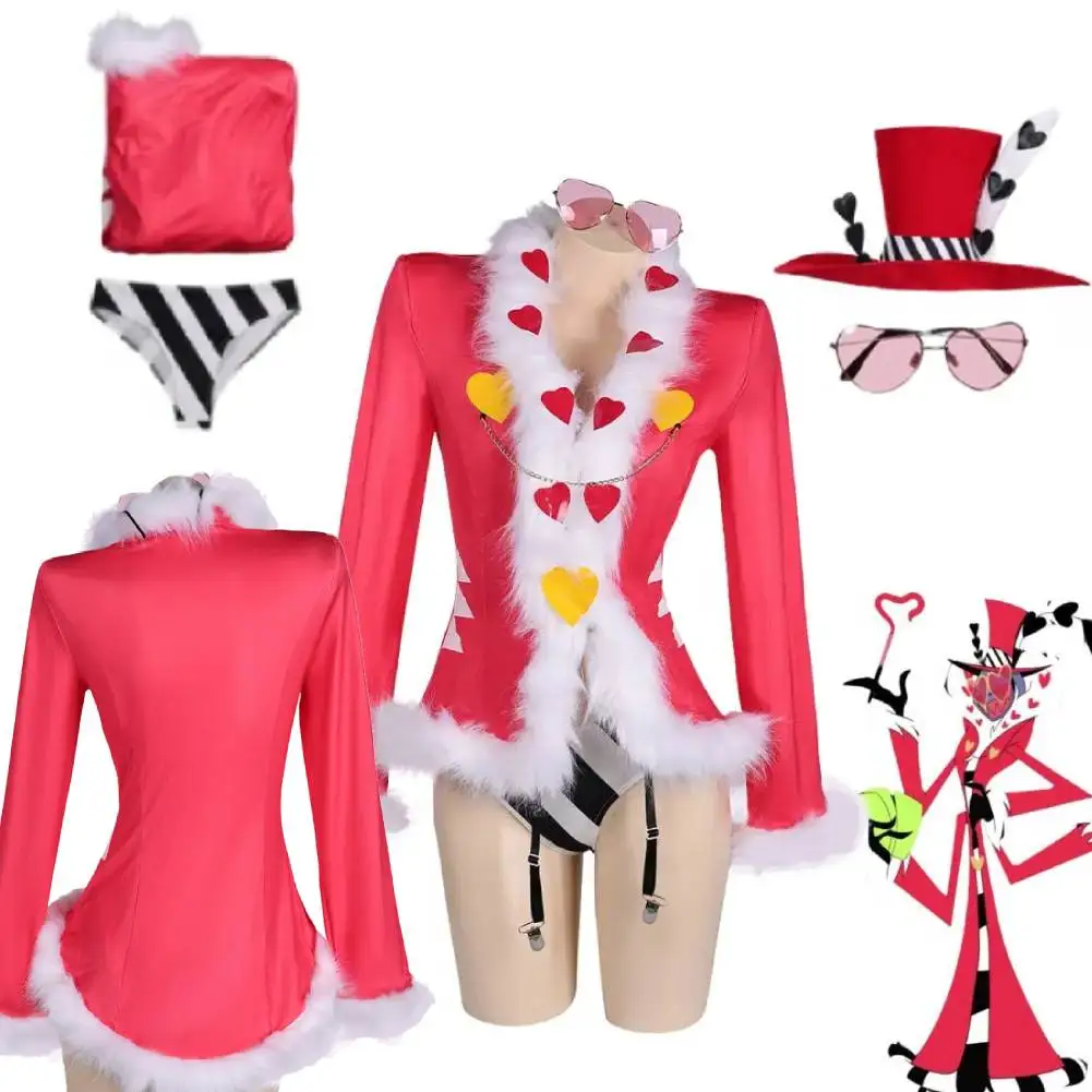 

Valentino Cosplay Hazzbin Cartoon Hotel Costume Sexy Lingerie Hat Adult Women Disguise Fantasy Clothes Halloween Carnival Suit