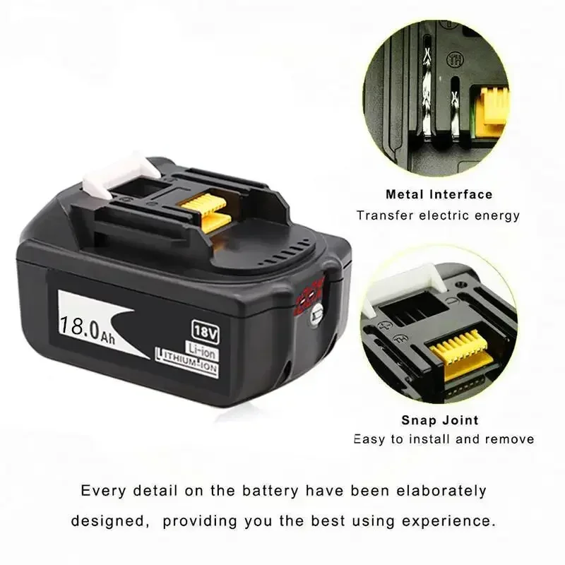 

Original BL1860 Rechargeable Battery 18V 18000mAh Lithium ion for Makita 18v Battery BL1840 BL1850 BL1830 BL1860B+ 4A Charger