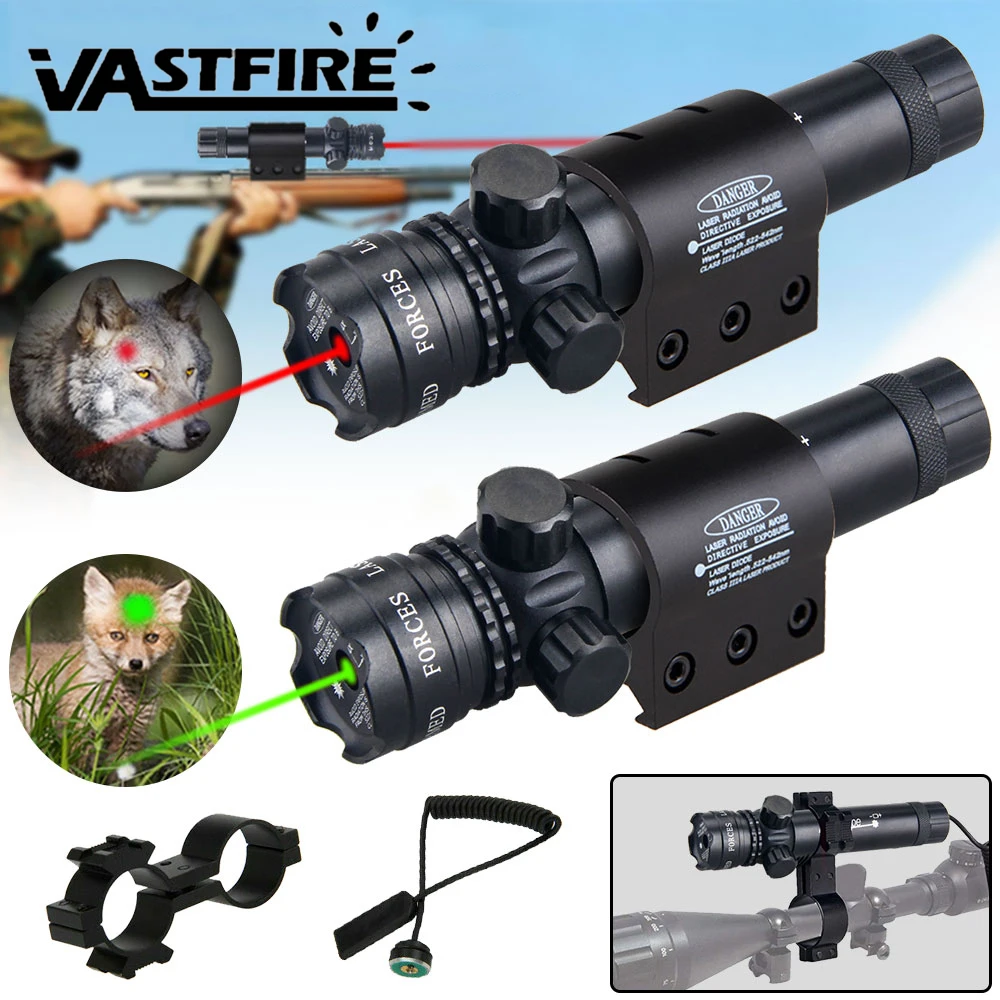 

Hunting Red/Green Dot Laser Sight Tactical Adjustable Laser Gun Laser Sight Compact Rail Pressure Switch Mount Lazer with 18650