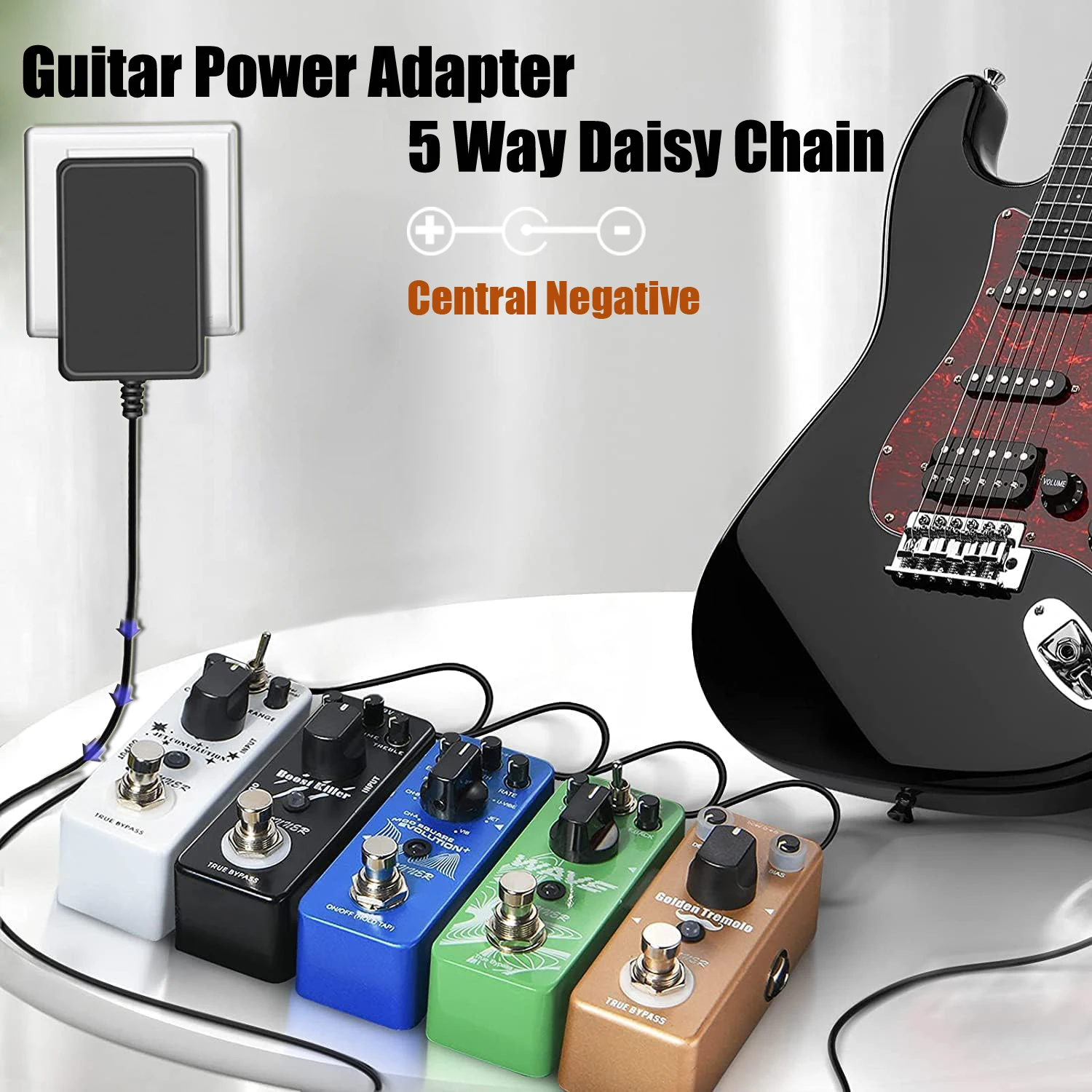 Guitar Pedal Power Supply Adapter 9V DC 1.5A Tip Negative 5 Way Daisy Chain Cables for Guitar Effect Pedal US EU UK Plug Pod
Guitar Pedal Power Supply Adapter 9V DC 1.5A Tip Negative 5 Way Daisy Chain Cables for Guitar Effect Pedal US EU UK Plug Pod