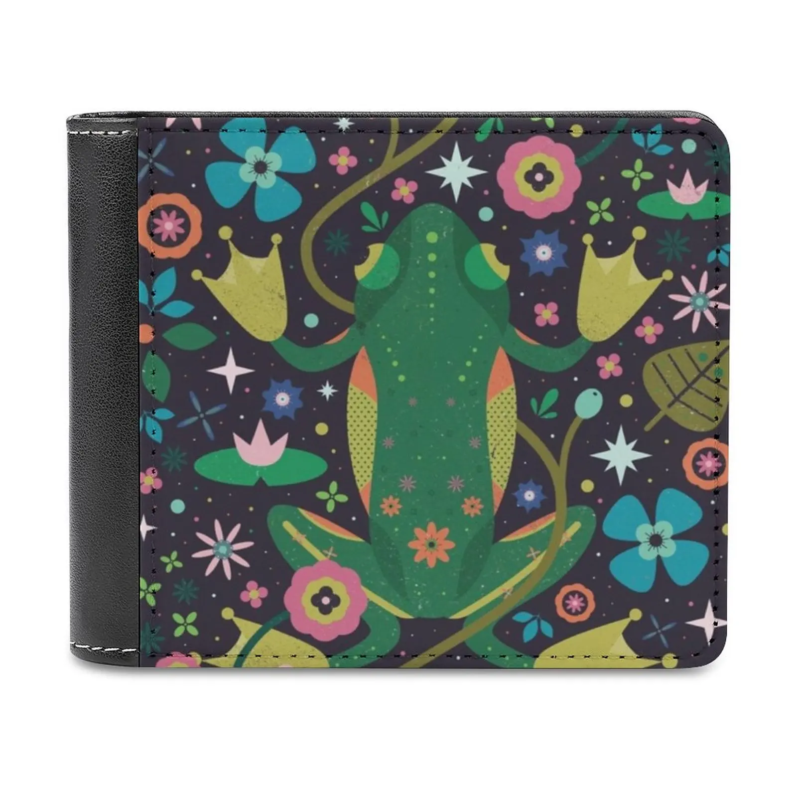 

Портмоне мужское Ботаническое с лягушкой, маленький бумажник для денег в деловом стиле, кошельки с монетницей зеленого цвета, с животными и дикой природой