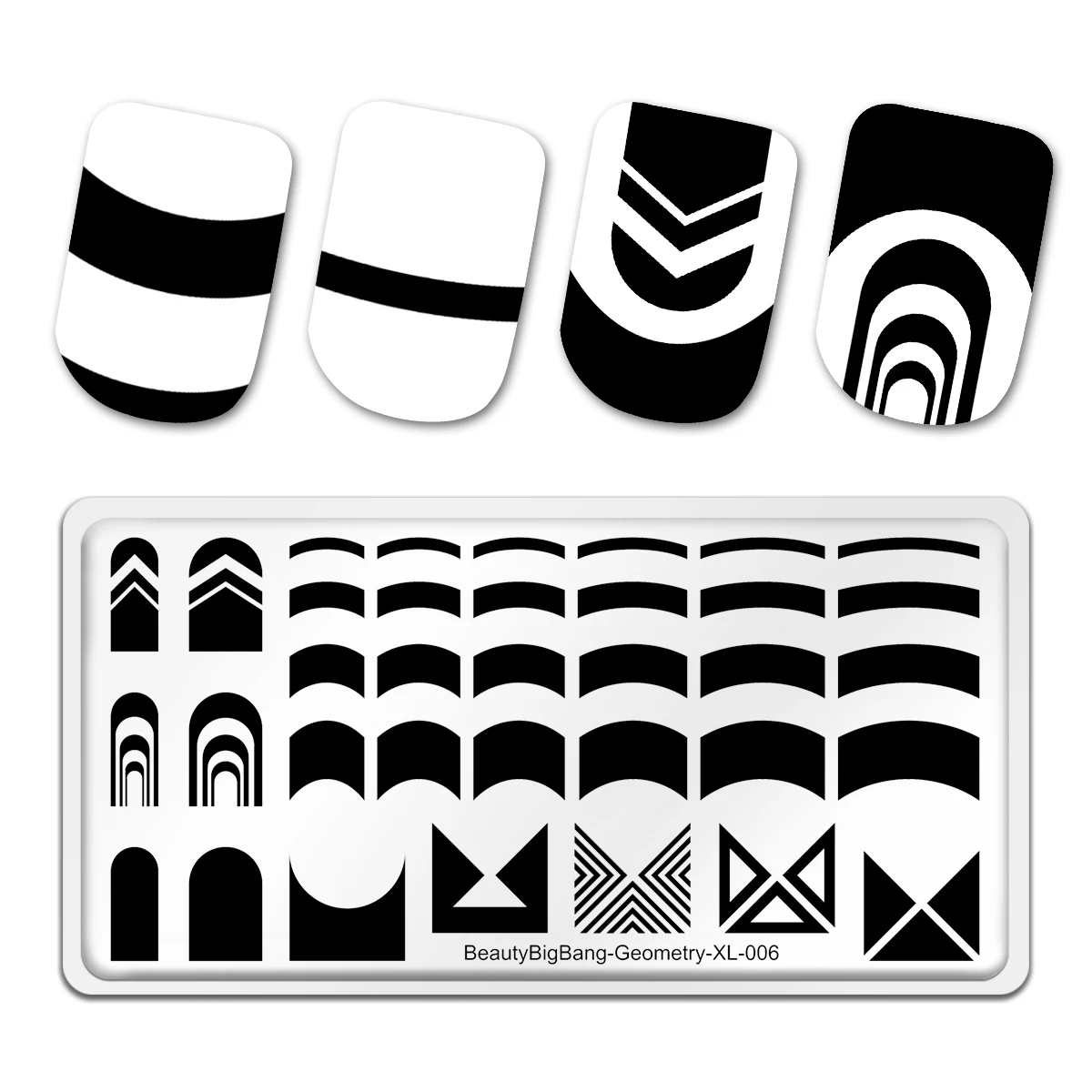 

Beautybigbang Nail Stamping Plate Striped Triangle Pattern DIY Image Stainless Steel Nail Art Template Stencil Tool Geomerty 006