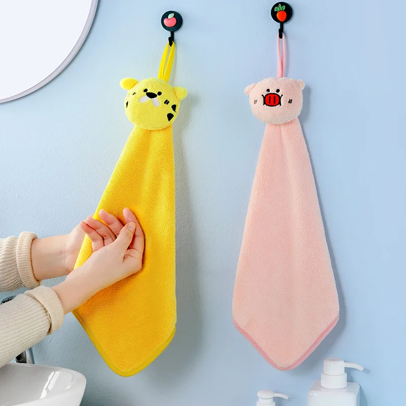 

Cartoon Soft Hand Towel Coral Velvet Skin-friendly Breathable Baby Wipe Handkerchief Kitchen Bathroom Absorption Cleaning Towels