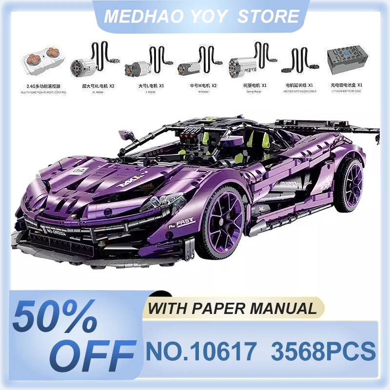 

GULY 10617 Technical MOC P1 RC Super Racing Hypercar Model Building Blocks Bricks Puzzle Toy Christmas Birthday Gifts For Kids