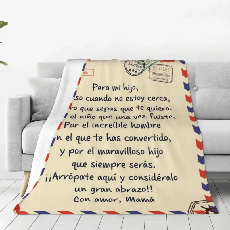 

Spanish Letter To My Son Flannel Throw Blankets Express Love Blanket for Bed Office Super Warm Bedspread