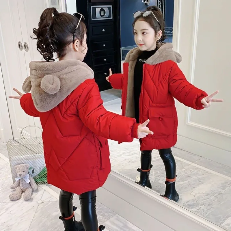 

Детская куртка для девочек, плотное зимнее теплое пальто 12 дюймов, модная пуховая парка с капюшоном, верхняя одежда для детей, одежда для девочек 7 цветов