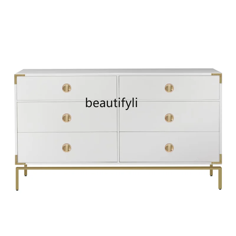 Nordic Light Luxury Modern Minimalist Paint White Retro Golden Feet Bedroom Storage Organizer Chest of Six Drawers
Nordic Light Luxury Modern Minimalist Paint White Retro Golden Feet Bedroom Storage Organizer Chest of Six Drawers